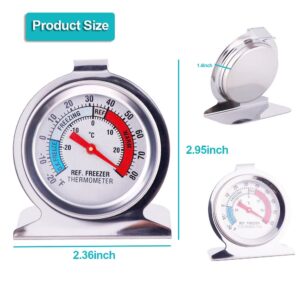 4 Pack Refrigerator Thermometer -30-30 deg C/-20-80 deg F, Classic Fridge Thermometer Large Dial with Red Indicator Thermometer for Freezer Refrigerator Cooler