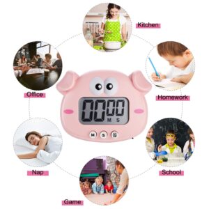 2 Pieces Kitchen Timer Magnetic Animal Digital Countdown Timer Kid Timers LCD Display Cute Cartoon Timer for Kitchen Cooking Bake Accessories Sport Game Classroom