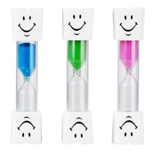 brushing timer, 3 minute dental hourglass for kids, tooth brushing sand timer (3 pieces)