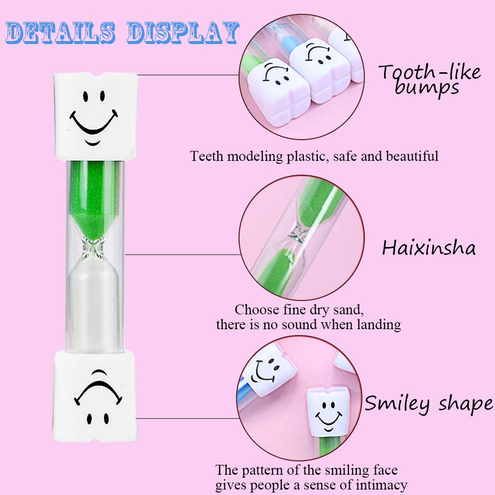 Brushing Timer, 3 Minute Dental Hourglass for Kids, Tooth Brushing Sand Timer (3 Pieces)