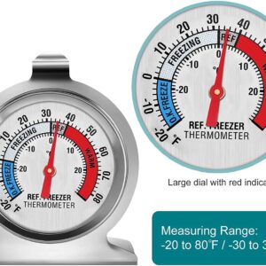 5-Pack Refrigerator Thermometer, Large Dial Freezer Thermometer,Classic Series Temperature Thermometer for Refrigerator Freezer Fridge Cooler