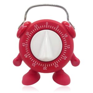 keleely kitchen timer, for baking teaching cooking egg potty training cute 60 mins twist wind-up timer with ring alert, no battery (red)