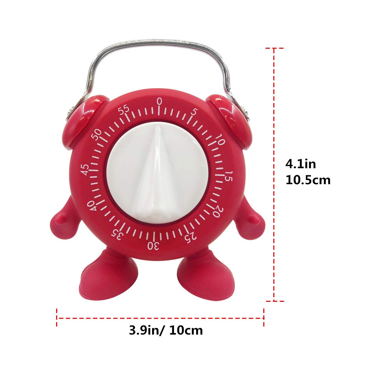 Keleely Kitchen Timer, for Baking Teaching Cooking Egg Potty Training Cute 60 Mins Twist Wind-Up Timer with Ring Alert, No Battery (Red)