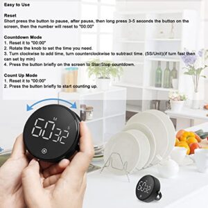 Hahago Timer, Kitchen Timer, Digital Timer, Magnetic Timer with Large Led Display Volume Adjustable, Countdown / Countup Timer, Desk Timer with Bracket for Cooking Fitness Baking Studying Teaching