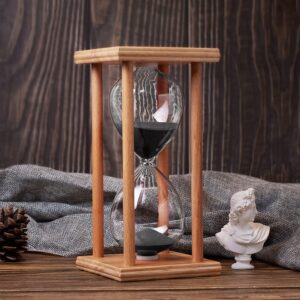 hourglass timer with black sand, 60 minute wooden sand timer, creative handcraft decoration