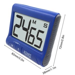 2 Pieces Digital Magnetic Kitchen Timers with Loud Alarm Ring, SENHAI Countdown Large LCD Display Screen Timers with Stand/Clip, Count Up Down 99 Min 59 Sec - Black, Blue