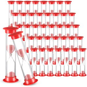 set of 40 pcs sand timer for kids 1 minute sand timer classroom 1 minute timer acrylic covered hourglass timer red sand clock for preschool teacher supplies, 3.35 x 0.98 x 0.98 inches