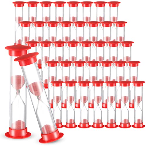 Set of 40 Pcs Sand Timer for Kids 1 Minute Sand Timer Classroom 1 Minute Timer Acrylic Covered Hourglass Timer Red Sand Clock for Preschool Teacher Supplies, 3.35 x 0.98 x 0.98 Inches