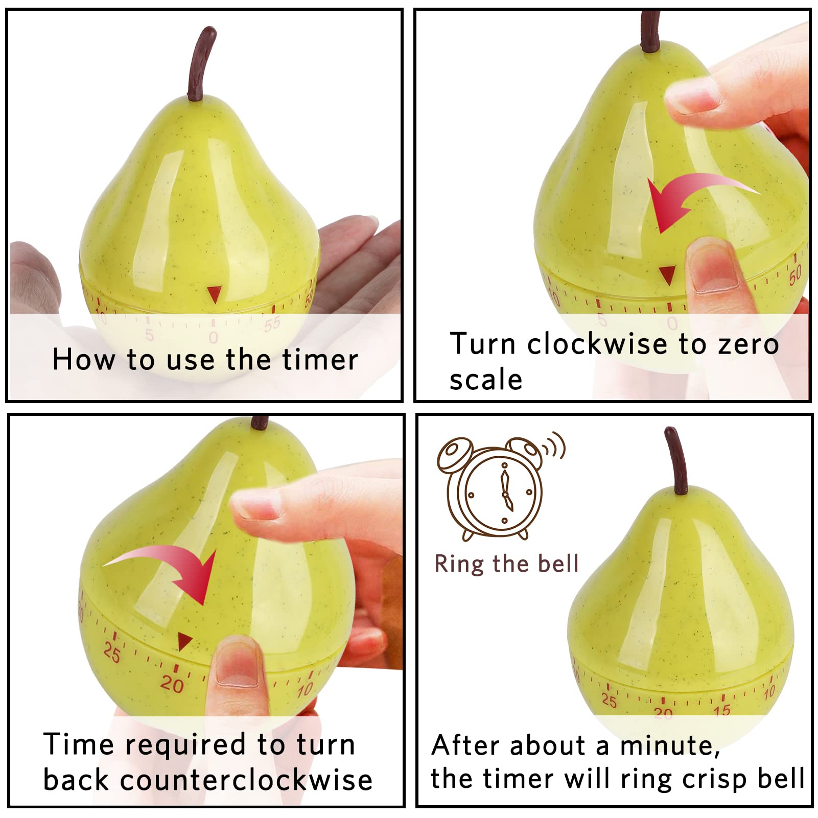 Agatige Kitchen Timer, 60 Minutes Mechanical Kitchen Timer Pear Shaped Manual Timers Countdown Timer Cooking Timer Loud Alarm Timer for Kitchen Cooking Baking Housework Labs Timing