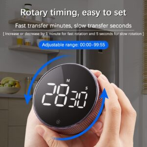 Gvtufeil Cooking Timer, Digital Kitchen Timer with LED Digital Display Visual Rotary Magnetic Countdown Countup Timer for Cooking Baking Studying Teaching, Easy for Seniors and Kids to Use