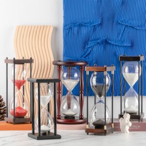 Large Hourglass Timer 60 Minute, Decorative Wooden Sand Timer Home Decor, 1 Hour Glass White Sand Clock