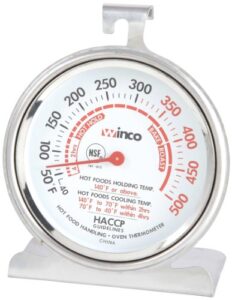 winco b001b4kupy 3-inch oven thermometer with hook and panel base, 3" dial
