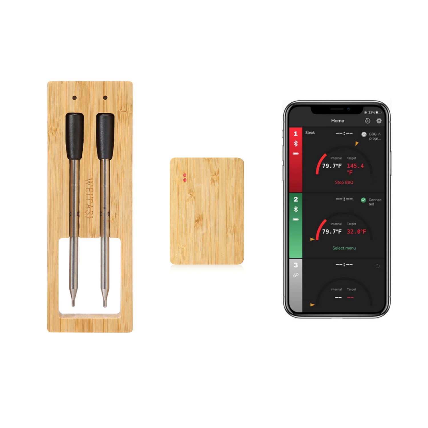 350ft Meat Thermometer Wireless | Smart Digital Bluetooth Food Thermometer for Cooking and Grilling, BBQ, Stove Top, Rotisserie(2 Probes)