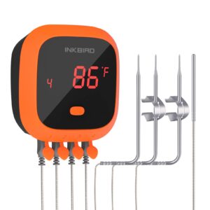 inkbird waterproof 150 ft bluetooth meat thermometer ibt-4xc with magnet, timer, alarm and 4 probes, bbq grill digital wireless meat thermometer for cooking, smoker, kitchen, oven