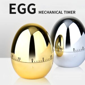 Egg Model Mechanical Timer Kitchen Gadget Cooking Clock Alarm Counters 60 Minutes Manual Timer for Study Decoration (Gold)