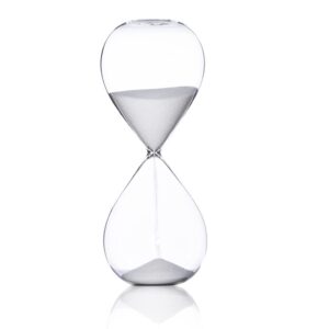 Falytemow 60 Minutes Hourglass Sand Timer Glass Sand Timer Egg Hourglass for Kitchen Child Brushing Teeth School Teaching White