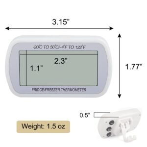 AEVETE 3 Pack Waterproof Digital Refrigerator Thermometer Large LCD, Freezer Room Thermometer with Magnetic Back, No Frills Easy to Read