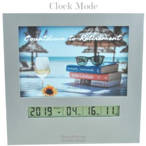 Large Display Retirement Countdown Clock and 4x6 Picture Frame, Countdown Retirement Clocks are Fun Gifts for Women Change Photo & Set Day Timer for Vacation Wedding Christmas Baby Birthday Halloween