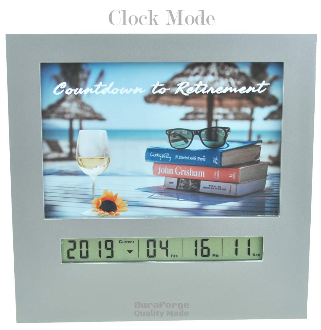 Large Display Retirement Countdown Clock and 4x6 Picture Frame, Countdown Retirement Clocks are Fun Gifts for Women Change Photo & Set Day Timer for Vacation Wedding Christmas Baby Birthday Halloween