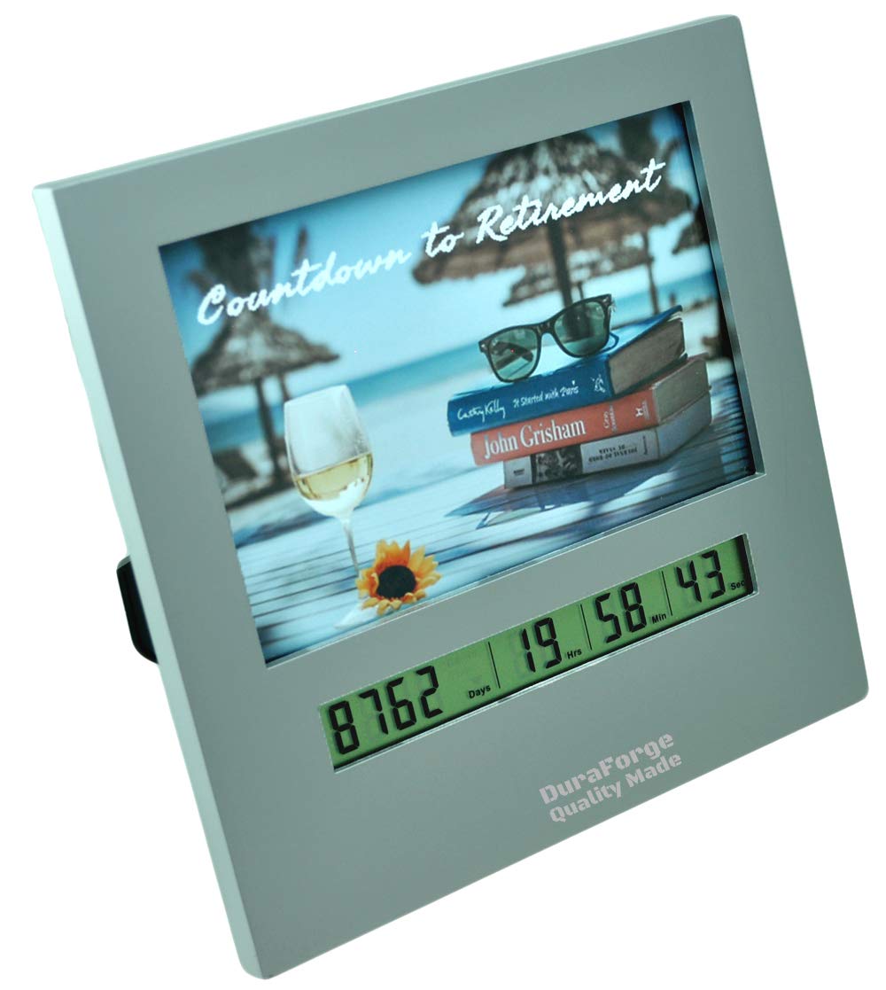 Large Display Retirement Countdown Clock and 4x6 Picture Frame, Countdown Retirement Clocks are Fun Gifts for Women Change Photo & Set Day Timer for Vacation Wedding Christmas Baby Birthday Halloween