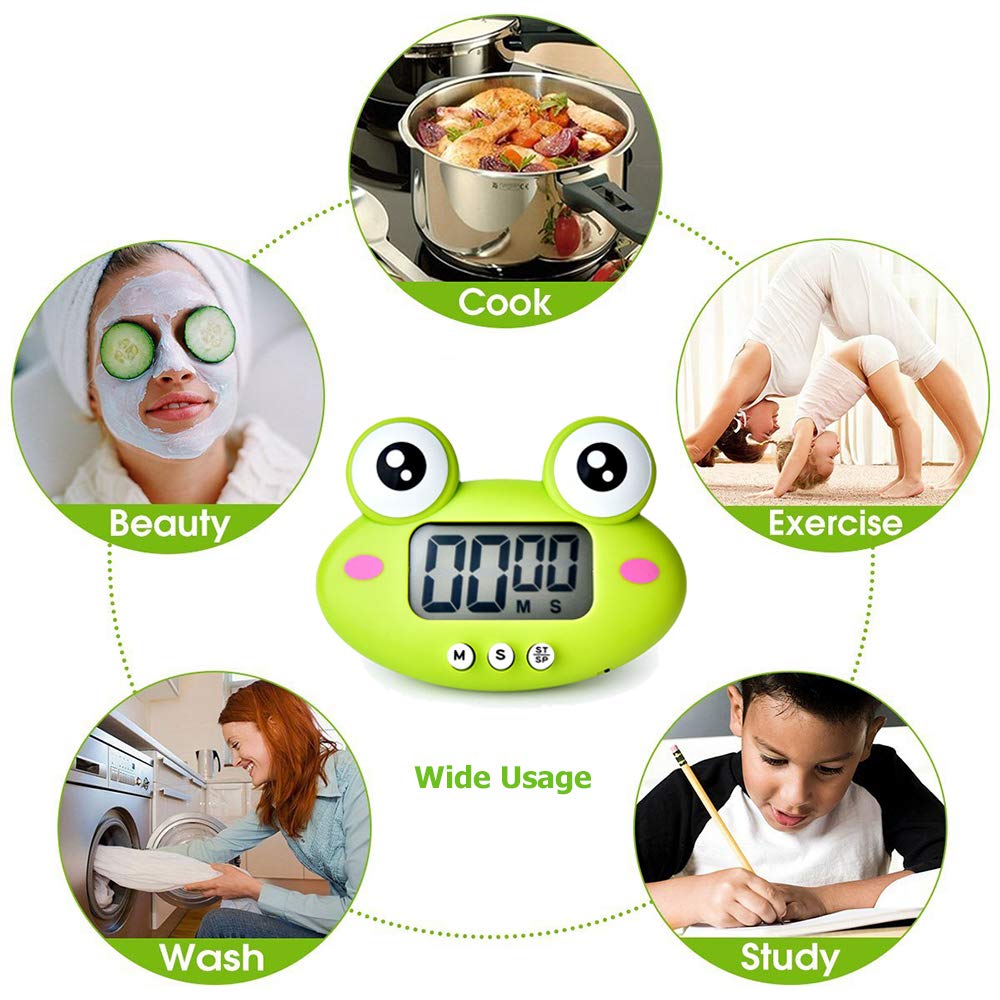 Digital Kitchen Timer,Cute Frog Count Down & Up Timer,LCD Display & Magnetic Backing for Study Teaching Games