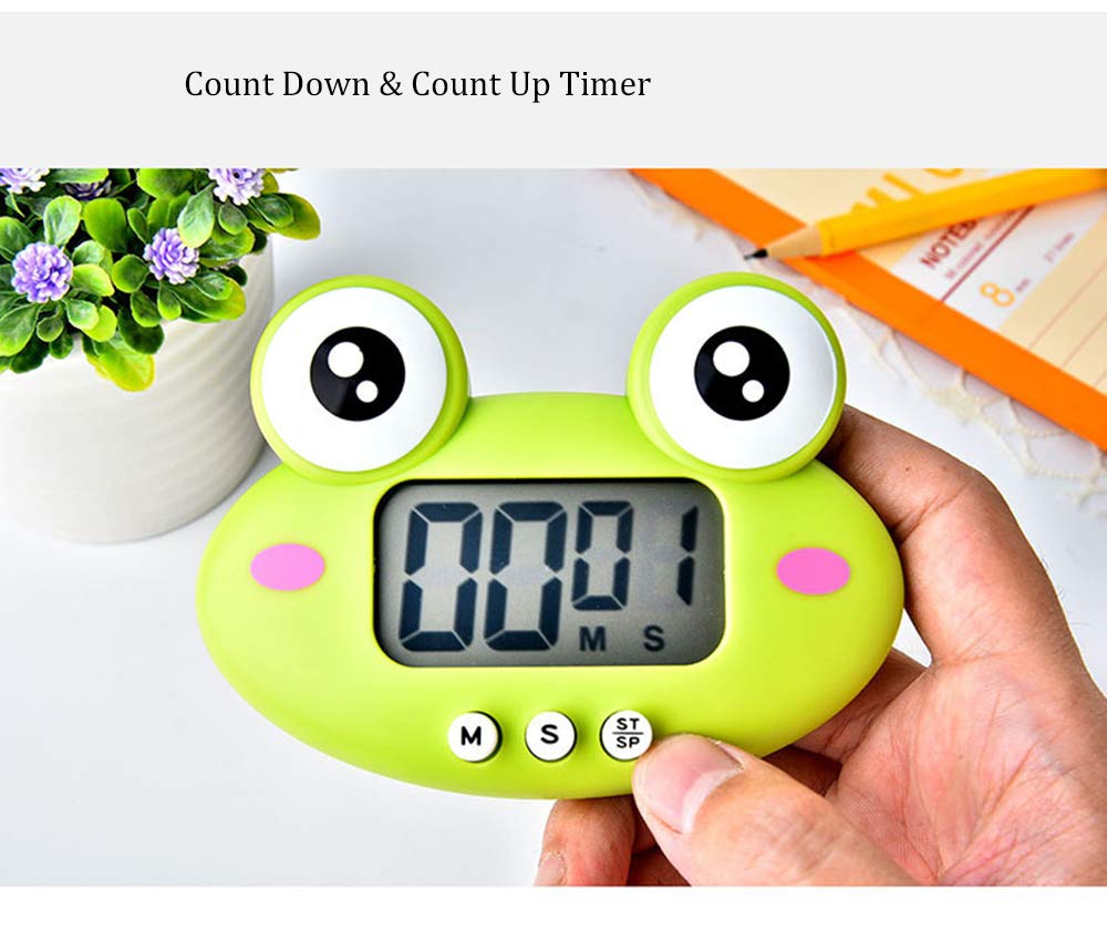 Digital Kitchen Timer,Cute Frog Count Down & Up Timer,LCD Display & Magnetic Backing for Study Teaching Games