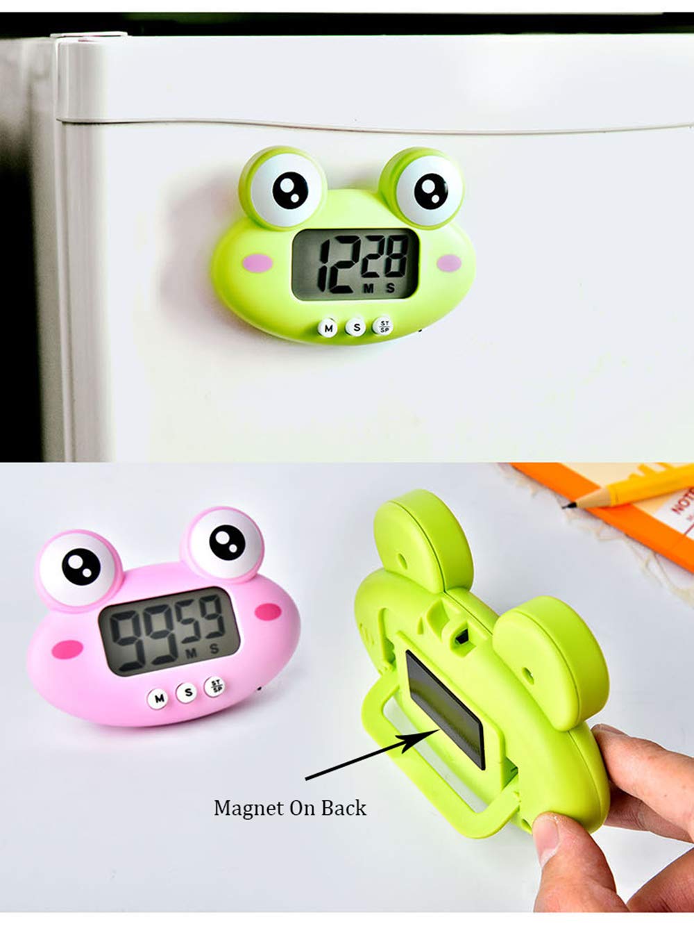 Digital Kitchen Timer,Cute Frog Count Down & Up Timer,LCD Display & Magnetic Backing for Study Teaching Games