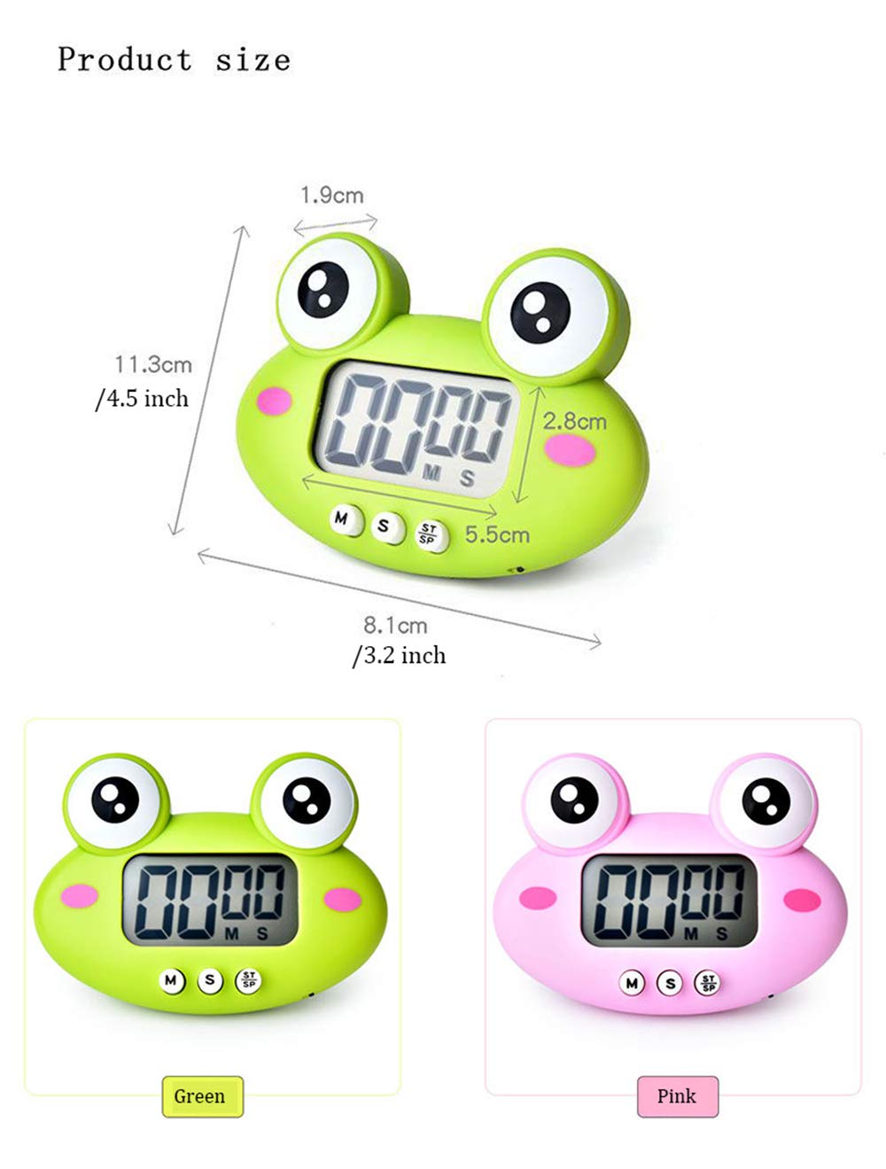 Digital Kitchen Timer,Cute Frog Count Down & Up Timer,LCD Display & Magnetic Backing for Study Teaching Games