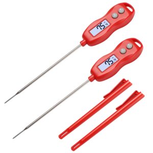 2 pack instant read digital meat thermometer - aimilar ay6001-r2 magnetic waterproof food cooking thermometer with backlight for kitchen oven bbq grill smoker turkey candy water