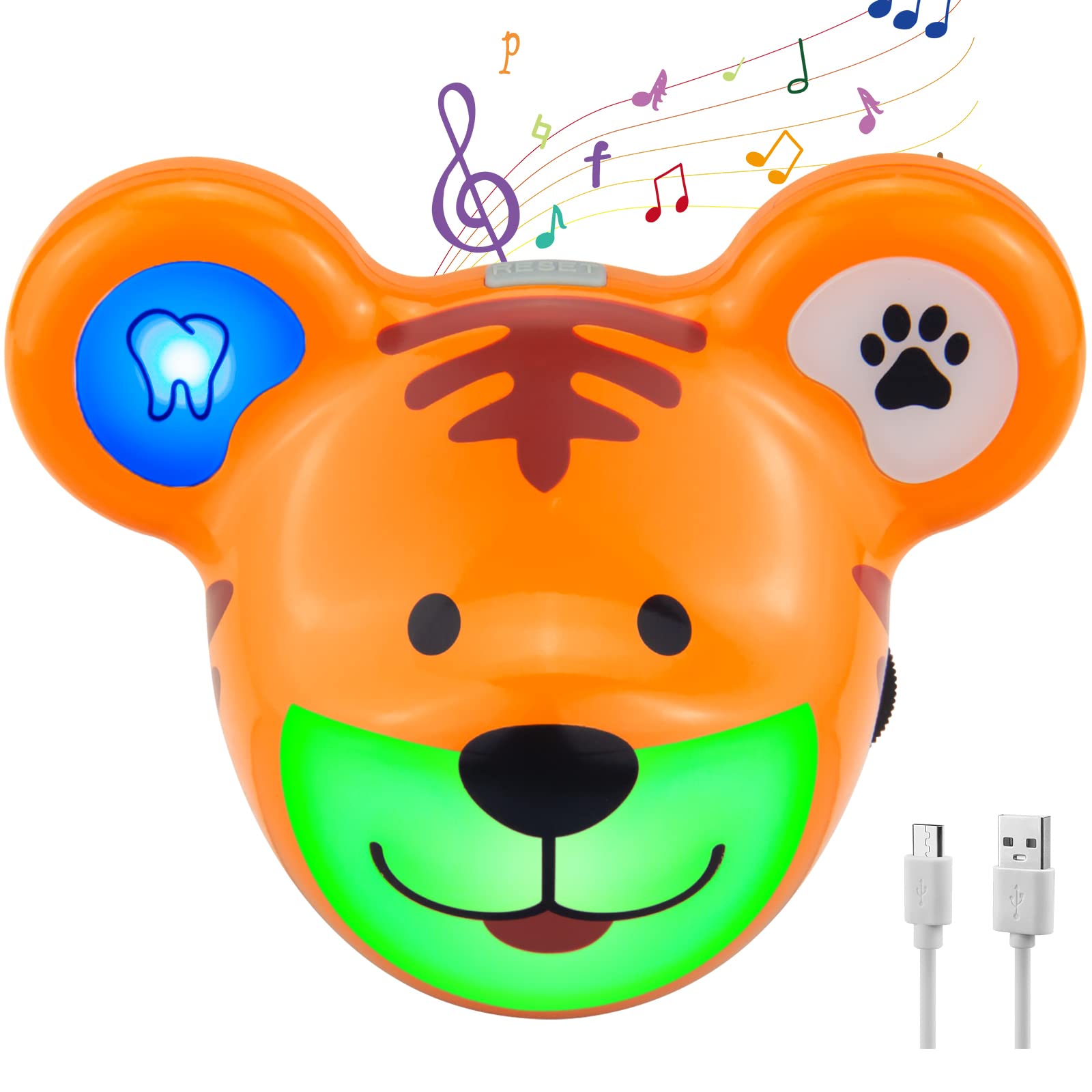 HONGUT Musical Timer for Kids Rechargeable Battery 2 Minute Toothbrush Timer and 20 Seconds Bathroom Hand Wash Timer with LED Color Light, 3 Volume Options Musical Timer for Children-T