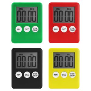 kitchen timer 4 pcs,digital magnetic timers,4 color countdown timer classroom stop watches alarm clock for teeth kids teachers cooking study shower desk classroom kitchen home gym