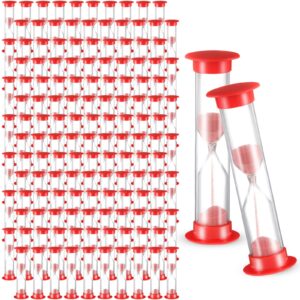 200 pcs sand timer 1 minute sand timer in bulk acrylic covered hourglass timer red sand clock for classroom kitchen preschool teacher home supplies, 3.35 x 0.98 x 0.98 inches
