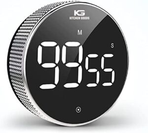 digital kitchen timer led - magnetic countdown large display clock with adjustable volume - easy for cooking, fitness, classroom and teaching for kids & seniors - black