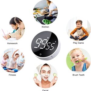 Digital Kitchen Timer LED - Magnetic Countdown Large Display Clock with Adjustable Volume - Easy for Cooking, Fitness, Classroom and Teaching for Kids & Seniors - Black