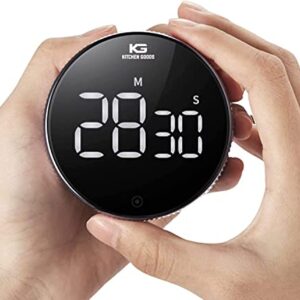 Digital Kitchen Timer LED - Magnetic Countdown Large Display Clock with Adjustable Volume - Easy for Cooking, Fitness, Classroom and Teaching for Kids & Seniors - Black