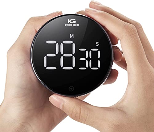 Digital Kitchen Timer LED - Magnetic Countdown Large Display Clock with Adjustable Volume - Easy for Cooking, Fitness, Classroom and Teaching for Kids & Seniors - Black