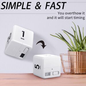3 Pieces Cube Timers Gravity Sensor Flip Timer Egg Timer Kids Timer Workout Timer Study Timer and Game Timer for Time Management, 1, 3, 5, 10 Minutes and 15, 20, 30, 60 Minutes (White, Green, Pink)
