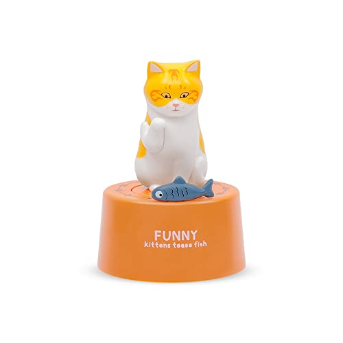 AUDRWALL Kitchen Timer Cute Mechanical Timer for Kids, 60 Minutes Manual Cooking Timer Wind Up Countdown Timer Cute Timer for Cooking Reading Sports Study Time Management and Desktop Decor, Orange Cat