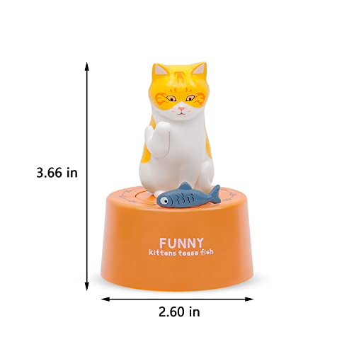 AUDRWALL Kitchen Timer Cute Mechanical Timer for Kids, 60 Minutes Manual Cooking Timer Wind Up Countdown Timer Cute Timer for Cooking Reading Sports Study Time Management and Desktop Decor, Orange Cat