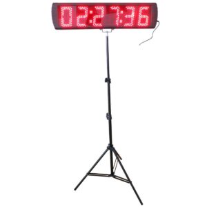 azoou large red color led race timing clock timer with tripod 5-inch high character for semi-outdoor/outdoor running events ir remote control