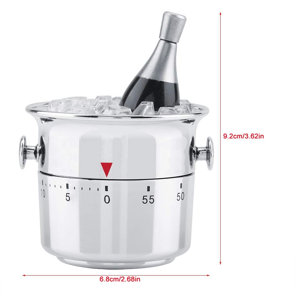 Wine Cooler Bucket Shaped Kitchen Timer, Bucket Shaped 60 Minutes Kitchen Timer Stainless Steel Mechanical Wind-Up Timer, Kitchen Gadgets, Cute Time Management Tool for Cooking Teaching Learning