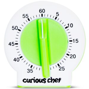 curious chef 60-minute kitchen timer for kids, dishwasher safe, made with bpa-free plastic, real kitchen tool