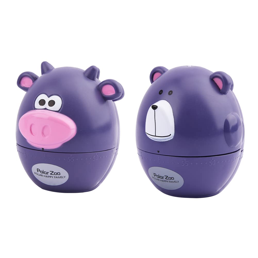 2 Pack Kitchen Timer with Cute Cartoon, Mechanical Animal Timer For Kids, 60 Minute Wind up Timer for Cooking, Sports, Reading(Bull and Bear)