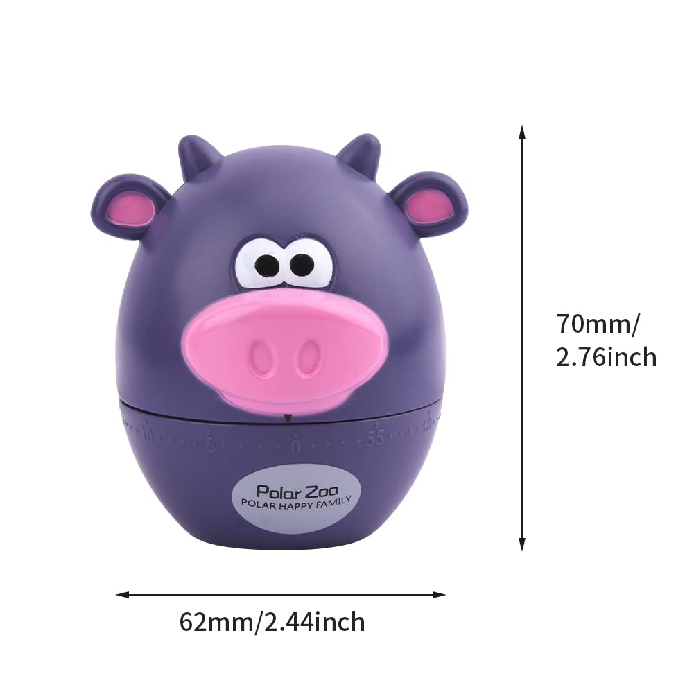 2 Pack Kitchen Timer with Cute Cartoon, Mechanical Animal Timer For Kids, 60 Minute Wind up Timer for Cooking, Sports, Reading(Bull and Bear)