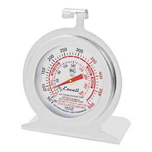 escali aho1 durable stainless steel oven thermometer, oven safe with stand or hang, haccp guidelines, and nsf certified silver