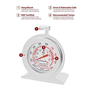 Escali AHO1 Durable Stainless Steel Oven Thermometer, Oven Safe with Stand or Hang, HACCP Guidelines, and NSF Certified Silver