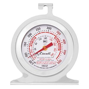 Escali AHO1 Durable Stainless Steel Oven Thermometer, Oven Safe with Stand or Hang, HACCP Guidelines, and NSF Certified Silver