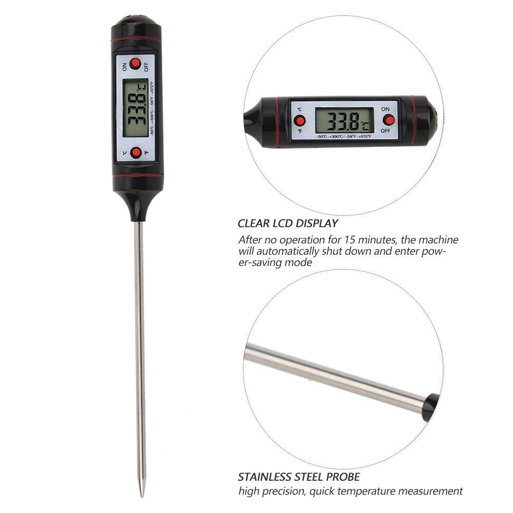 Digital Meat Thermometer, Akozon WT-1 Instant Read Digital Thermometer Probe Electronic Kitchen BBQ Food Meat Temperature Gauge Tester for Grilling BBQ Smoker Chefs