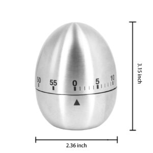 U/S Egg Kitchen Timer Cute Manual,Stainless Steel Metal Mechanical Visual Countdown Cooking Timer with Loud Alarm for Kids Cooking Tools