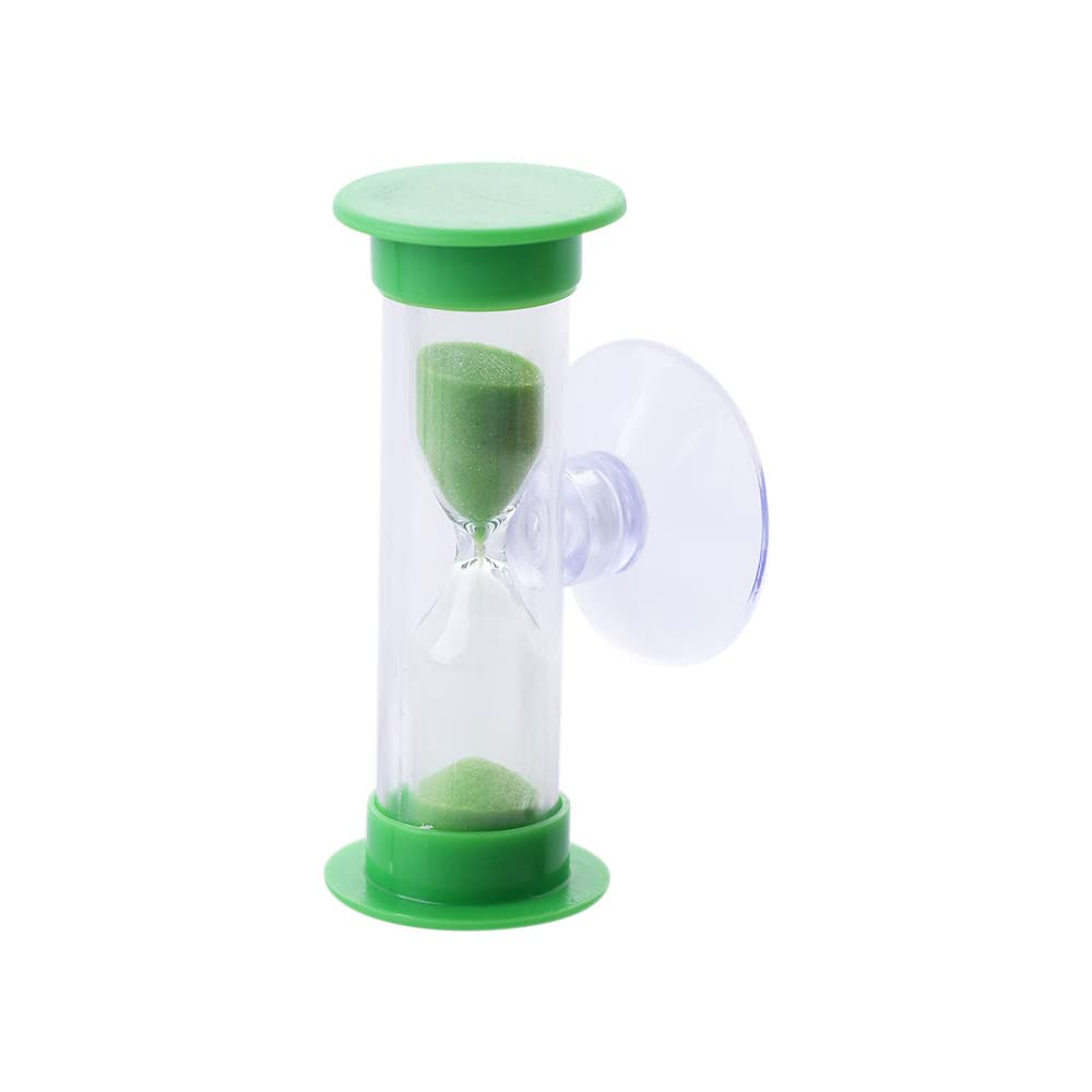 Toothbrush Timer for Kids, 2mins/3mins Sand Clock Timer Plastic Suction Cup Hourglass Sandglass Desktop Ornament Party Favors(2 Minute,Green)